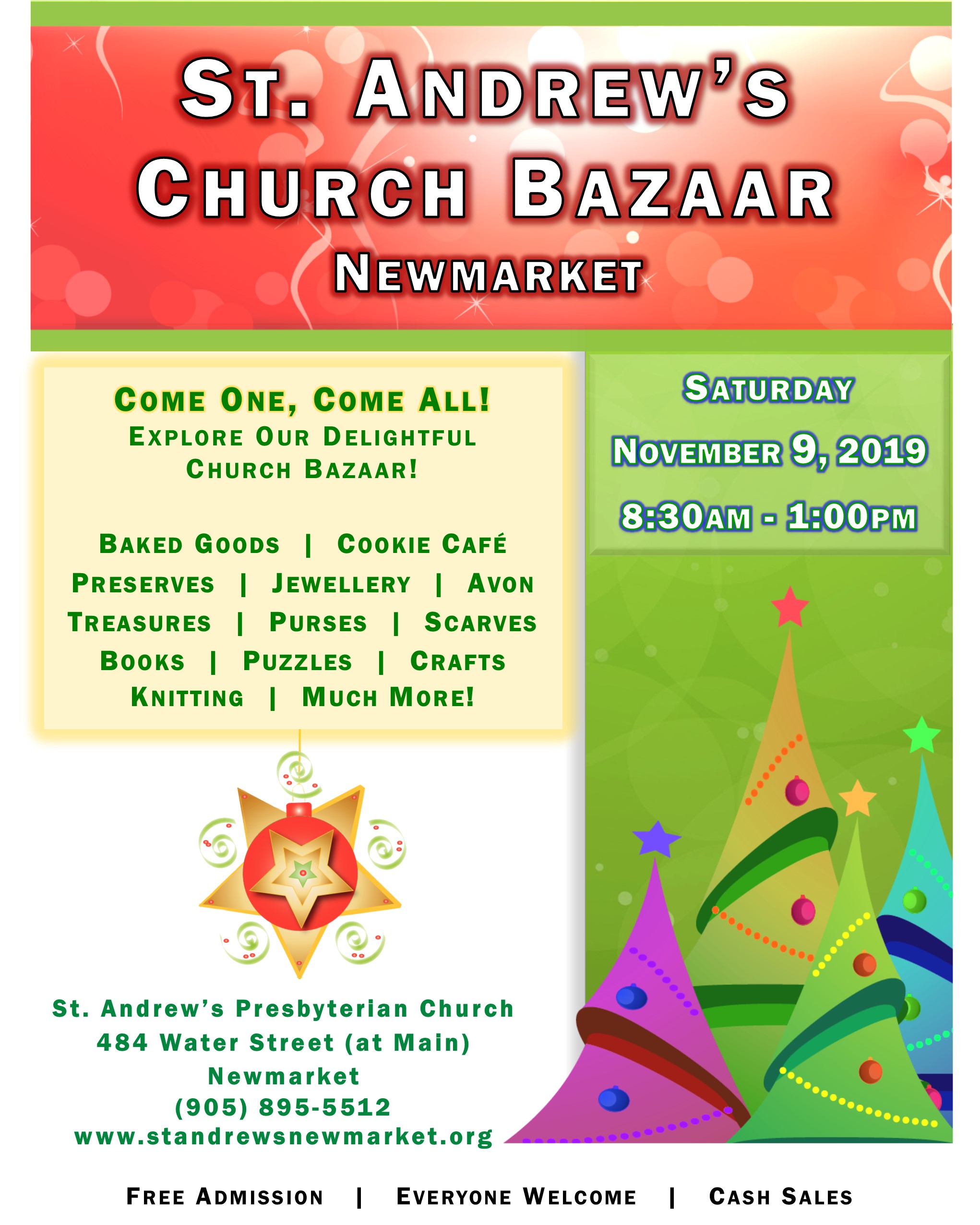 Church Bazaar Come One, Come All! St. Andrew's Presbyterian Church
